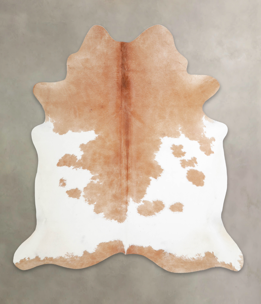 Beige and White X-Large Brazilian Cowhide Rug 6'10"H x 6'4"W #A25169 by Hudson Hides