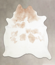 Beige and White X-Large Brazilian Cowhide Rug 7'1"H x 6'3"W #A25172 by Hudson Hides