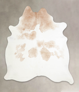 Beige and White X-Large Brazilian Cowhide Rug 7'1"H x 6'3"W #A25172 by Hudson Hides