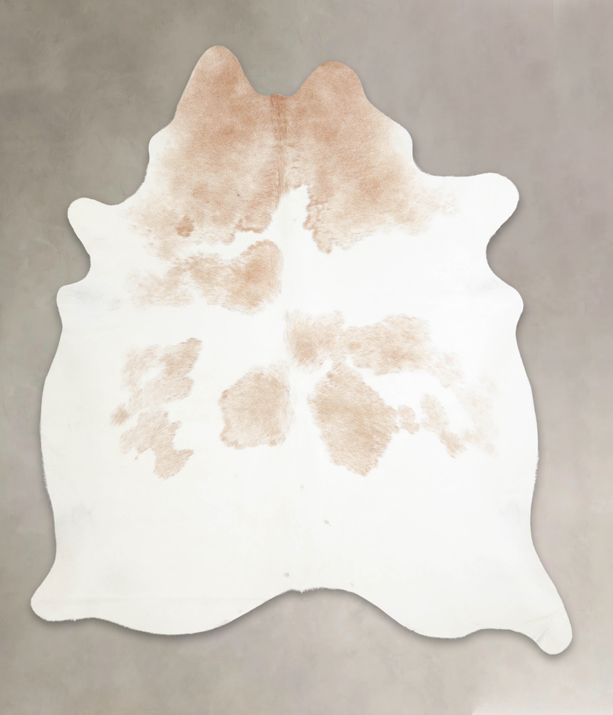 Beige and White X-Large Brazilian Cowhide Rug 7'1"H x 6'3"W #A25172 by Hudson Hides