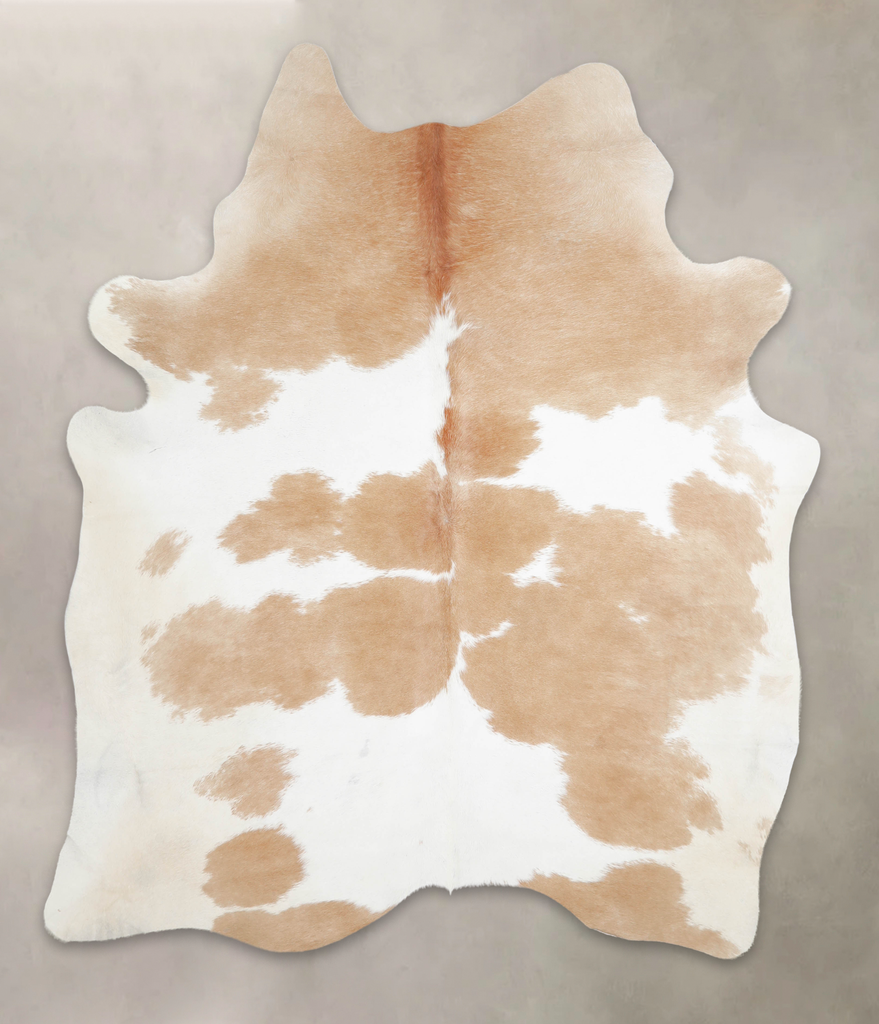 Beige and White X-Large Brazilian Cowhide Rug 7'0"H x 5'10"W #A25311 by Hudson Hides