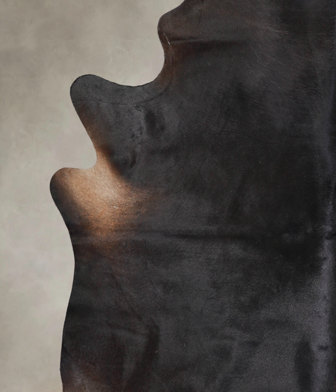 Solid Black X-Large Brazilian Cowhide Rug 7'2"H x 6'9"W #A25362 by Hud
