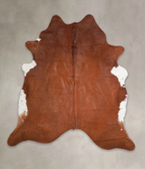 Brown and White Regular X-Large Brazilian Cowhide Rug 7'2"H x 6'7"W #A25394 by Hudson Hides