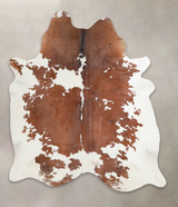 Brown and White X-Large Brazilian Cowhide Rug 6'10"H x 5'10"W #A25434 by Hudson Hides