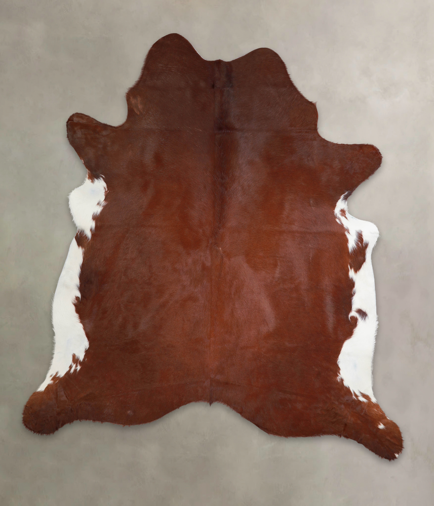 Brown and White Regular XX-Large Brazilian Cowhide Rug 7'8"H x 6'9"W #A25642 by Hudson Hides