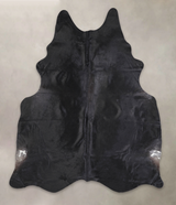 Solid Black X-Large Brazilian Cowhide Rug 7'5"H x 6'2"W #A25672 by Hudson Hides