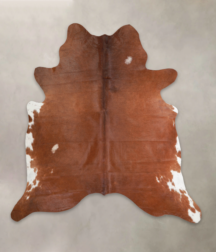 Brown and White Regular X-Large Brazilian Cowhide Rug 6'8"H x 6'4"W #A25781 by Hudson Hides