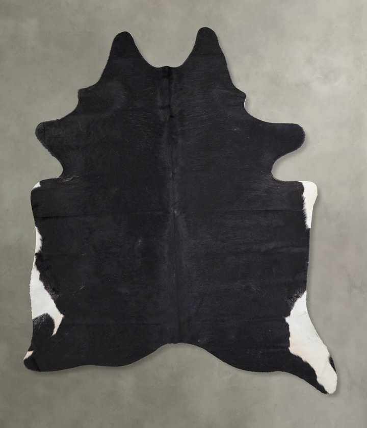 Solid Black Large Brazilian Cowhide Rug 6'7"H x 5'6"W #A25866 by Hudson Hides
