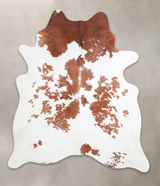 Brown and White Large Brazilian Cowhide Rug 6'8"H x 5'9"W #A25942 by Hudson Hides