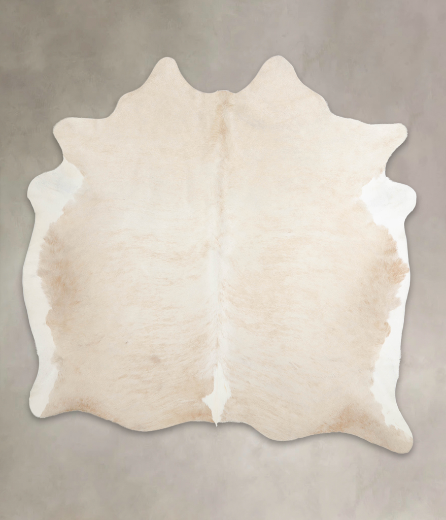 Beige and White Large Brazilian Cowhide Rug 6'4"H x 6'2"W #A26056 by Hudson Hides