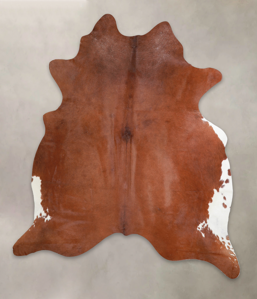 Brown and White Regular X-Large Brazilian Cowhide Rug 7'6"H x 6'4"W #A26132 by Hudson Hides