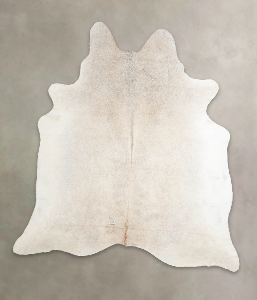 Ivory with Beige XX-Large Brazilian Cowhide Rug 7'5"H x 6'8"W #A26237 by Hudson Hides