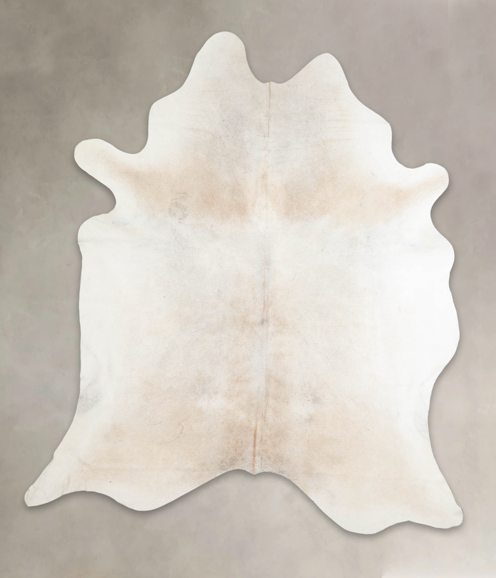Ivory with Beige XX-Large Brazilian Cowhide Rug 7'7"H x 6'7"W #A26265 by Hudson Hides