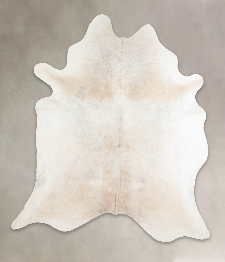 Ivory with Beige XX-Large Brazilian Cowhide Rug 7'7"H x 6'7"W #A26265 by Hudson Hides