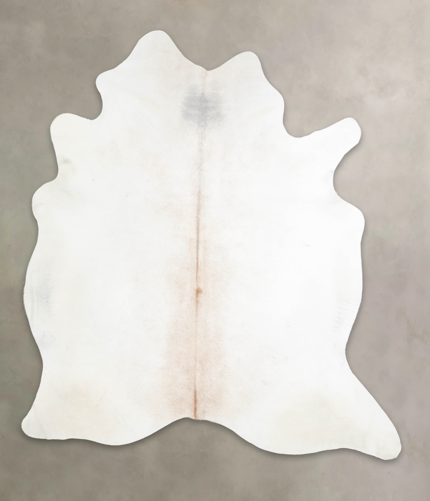 Ivory with Beige X-Large Brazilian Cowhide Rug 7'3"H x 6'4"W #A26471 by Hudson Hides