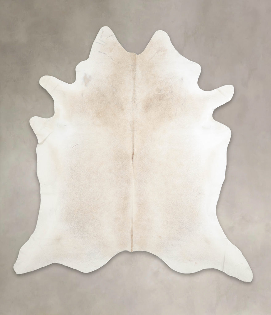 Ivory with Beige XX-Large Brazilian Cowhide Rug 7'7"H x 7'0"W #A26489 by Hudson Hides