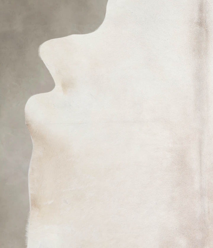 Ivory with Beige X-Large Brazilian Cowhide Rug 7'0"H x 6'9"W #A26527 by Hudson Hides