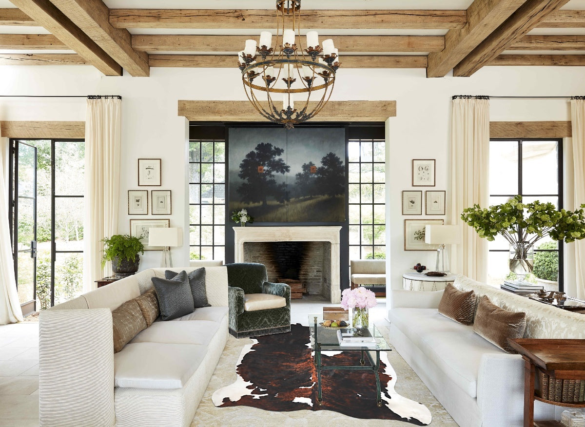 Tricolor X-Large European Cowhide Rug 7'3"H x 6'3"W #A26686 by Hudson Hides