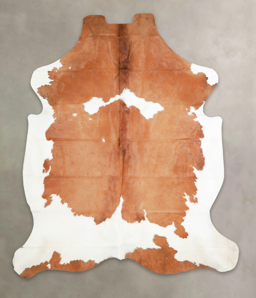 Brown and White XX-Large European Cowhide Rug 7'11"H x 6'8"W #A26748 by Hudson Hides