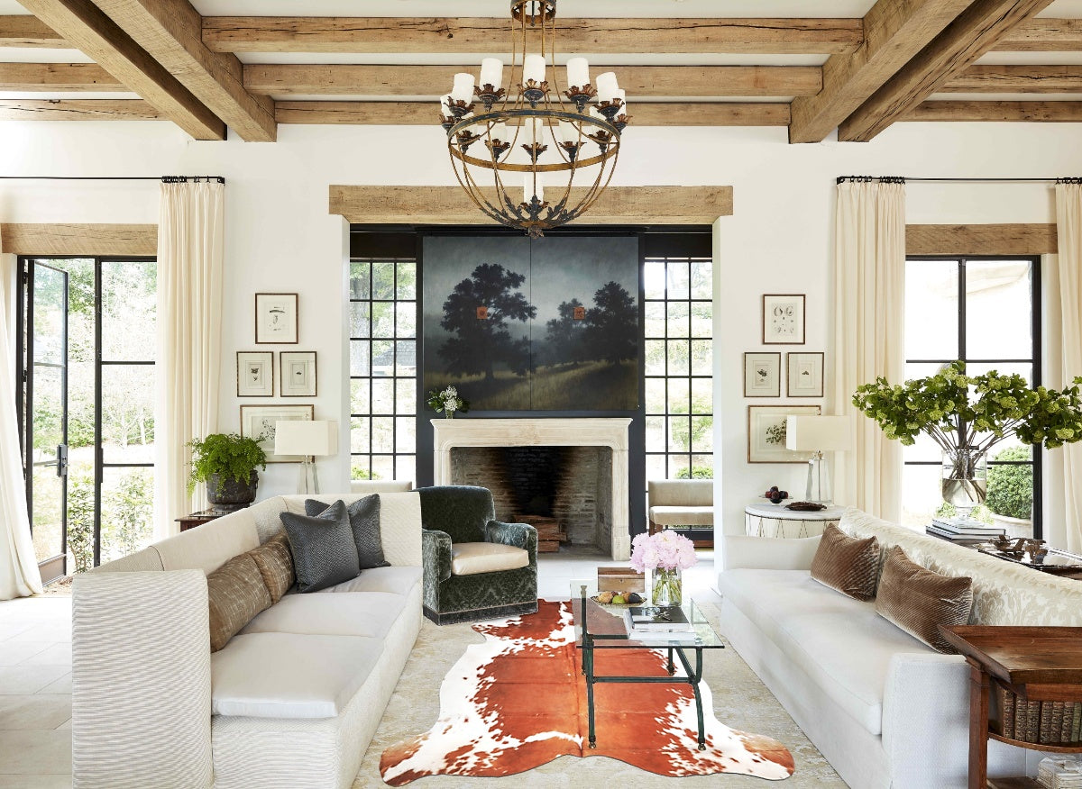 Brown and White X-Large European Cowhide Rug 7'5"H x 6'7"W #A26749 by Hudson Hides