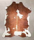 Brown and White X-Large European Cowhide Rug 7'8"H x 6'2"W #A26894 by Hudson Hides