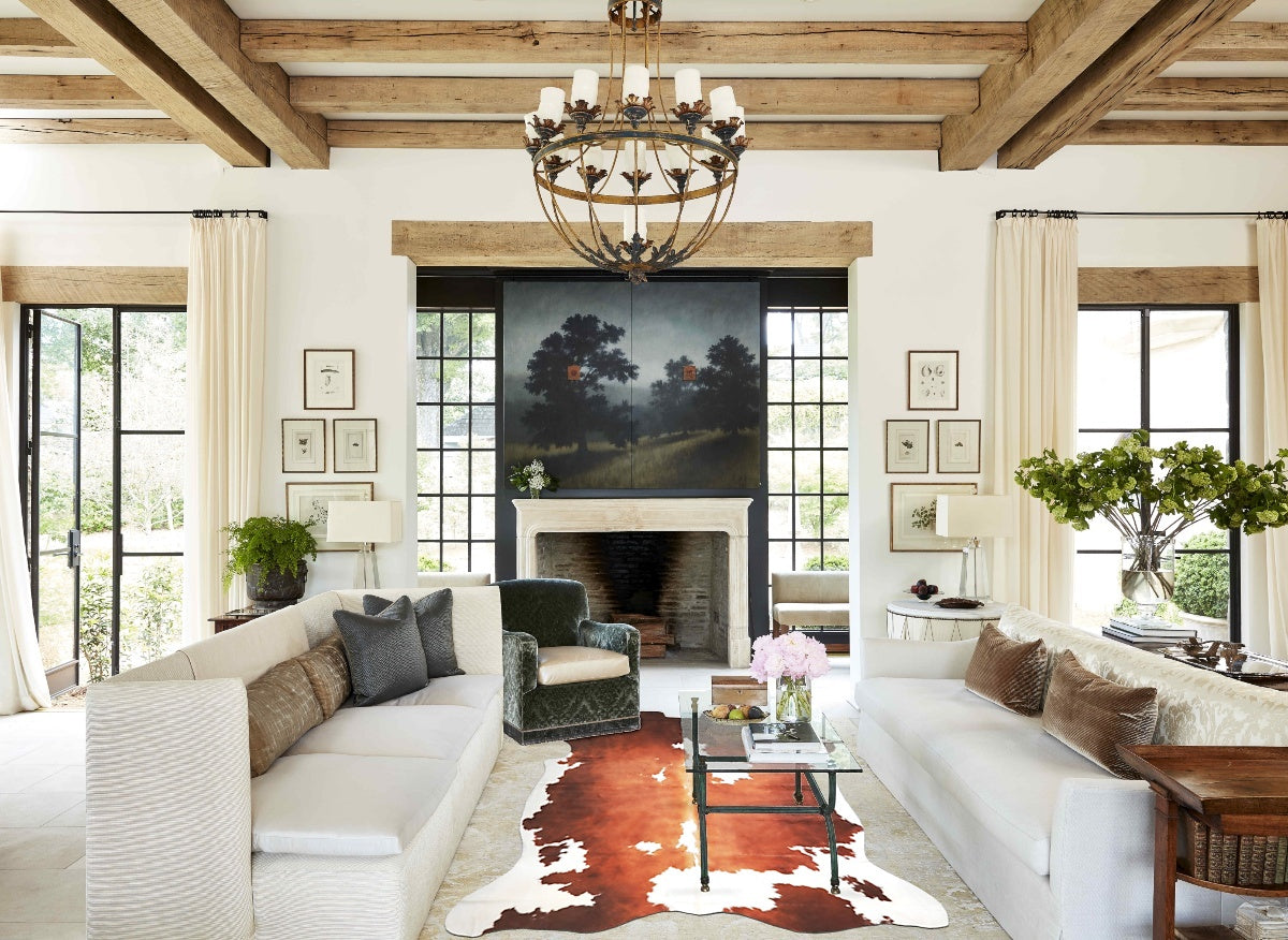 Brown and White X-Large European Cowhide Rug 7'8"H x 6'2"W #A26894 by Hudson Hides