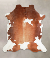 Brown and White X-Large European Cowhide Rug 7'2"H x 6'6"W #A26895 by Hudson Hides