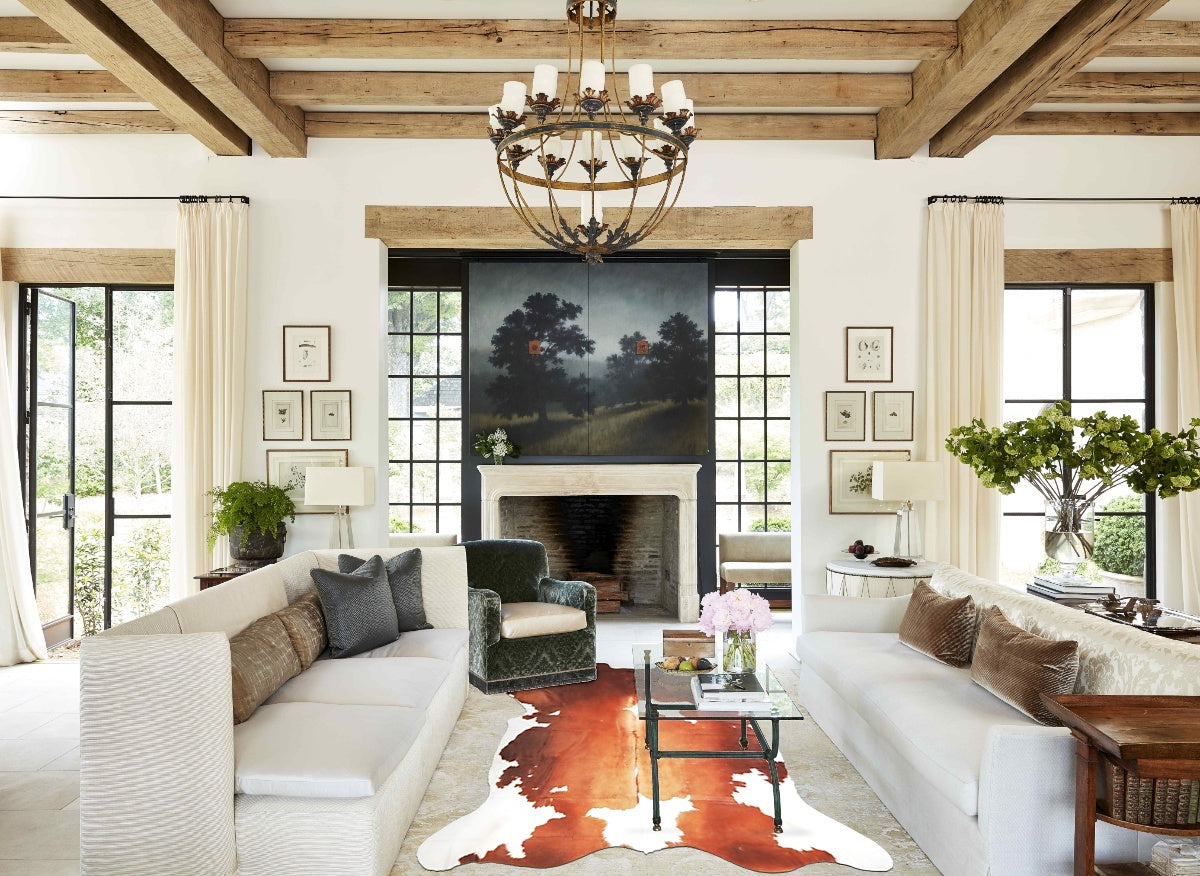 Brown and White X-Large European Cowhide Rug 7'2"H x 6'6"W #A26895 by Hudson Hides