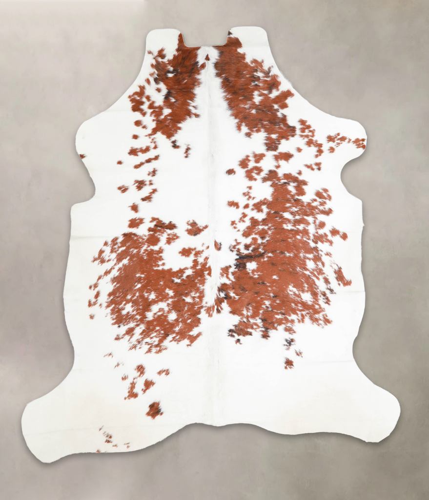 Brown and White Large European Cowhide Rug 6'9"H x 5'9"W #A27017 by Hudson Hides