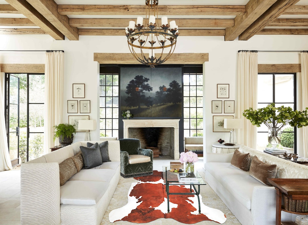 Brown and White X-Large European Cowhide Rug 6'8"H x 6'10"W #A27029 by