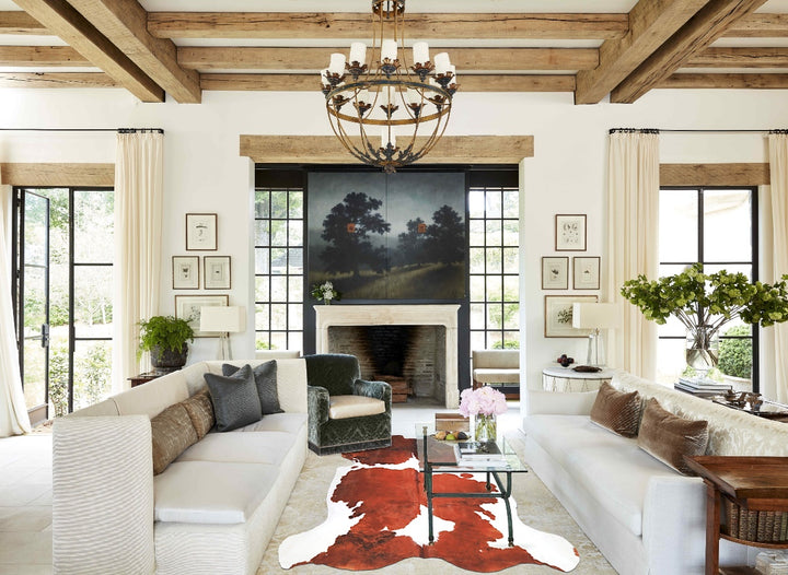 Brown and White X-Large European Cowhide Rug 6'8"H x 6'10"W #A27029 by Hudson Hides