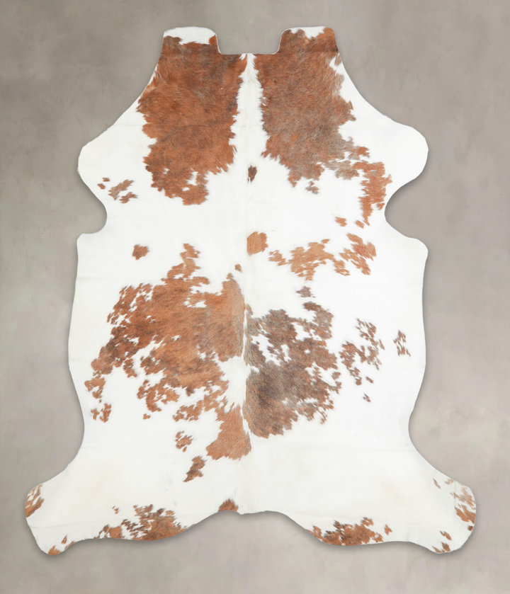 Brown and White Large European Cowhide Rug 6'9"H x 5'8"W #A27031 by Hudson Hides