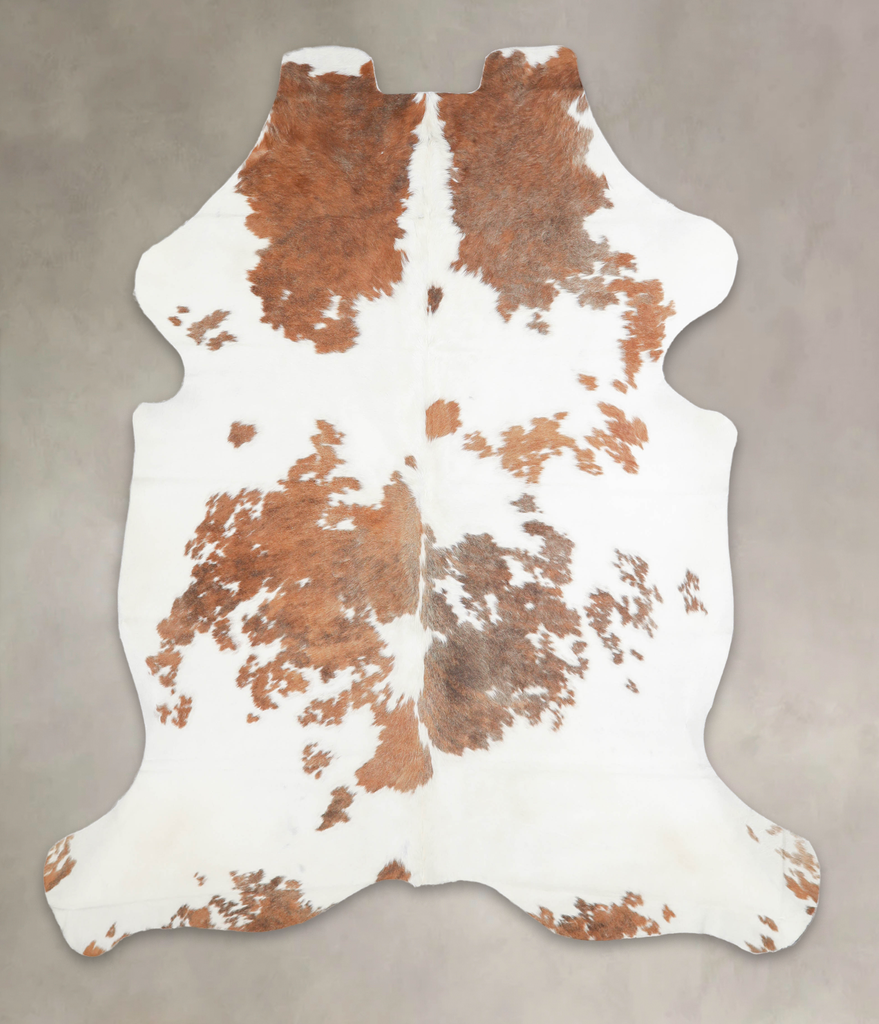 Brown and White Large European Cowhide Rug 6'9"H x 5'8"W #A27031 by Hudson Hides
