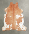 Brown and White Large European Cowhide Rug 6'0