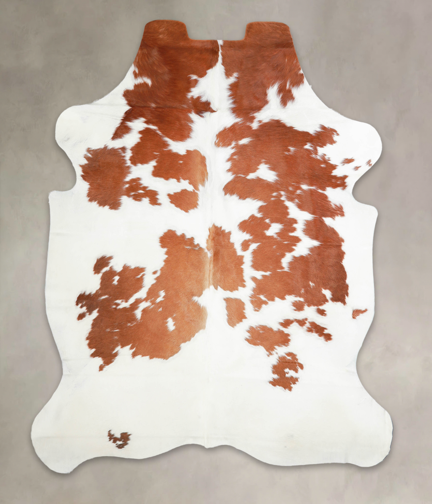 Brown and White Large European Cowhide Rug 7'0"H x 5'7"W #A27059 by Hudson Hides