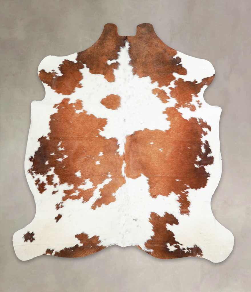 Brown and White X-Large European Cowhide Rug 7'0"H x 6'4"W #A27060 by Hudson Hides