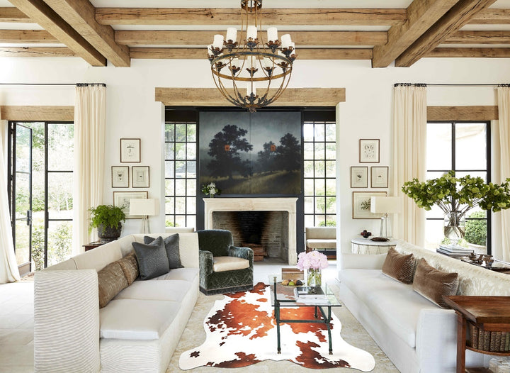 Brown and White X-Large European Cowhide Rug 7'0"H x 6'4"W #A27060 by Hudson Hides