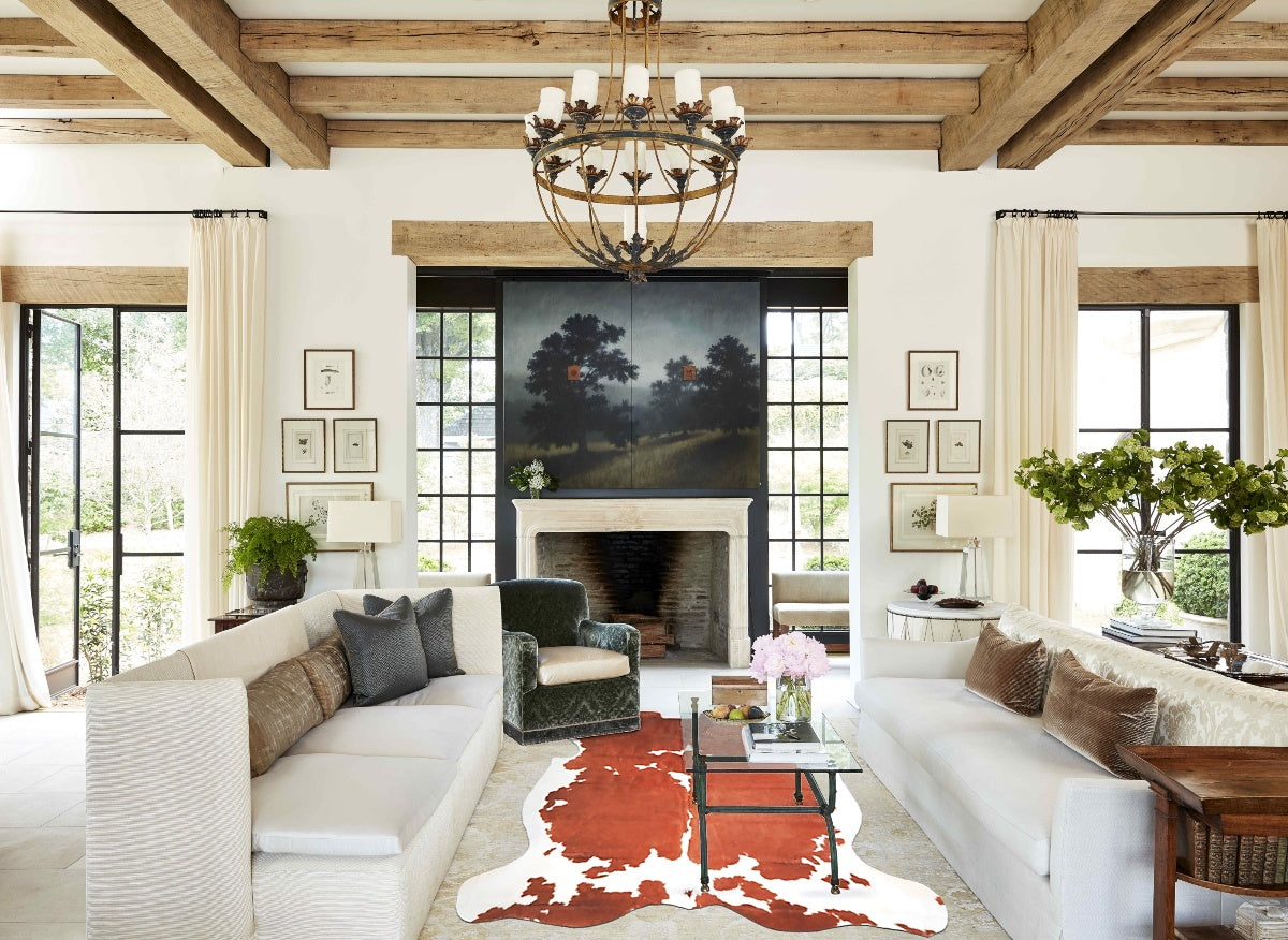Brown and White X-Large European Cowhide Rug 6'11"H x 5'11"W #A27061 by Hudson Hides