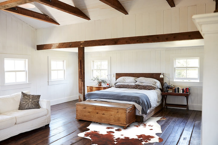 Brown and White X-Large European Cowhide Rug 7'0"H x 6'5"W #A27062 by Hudson Hides