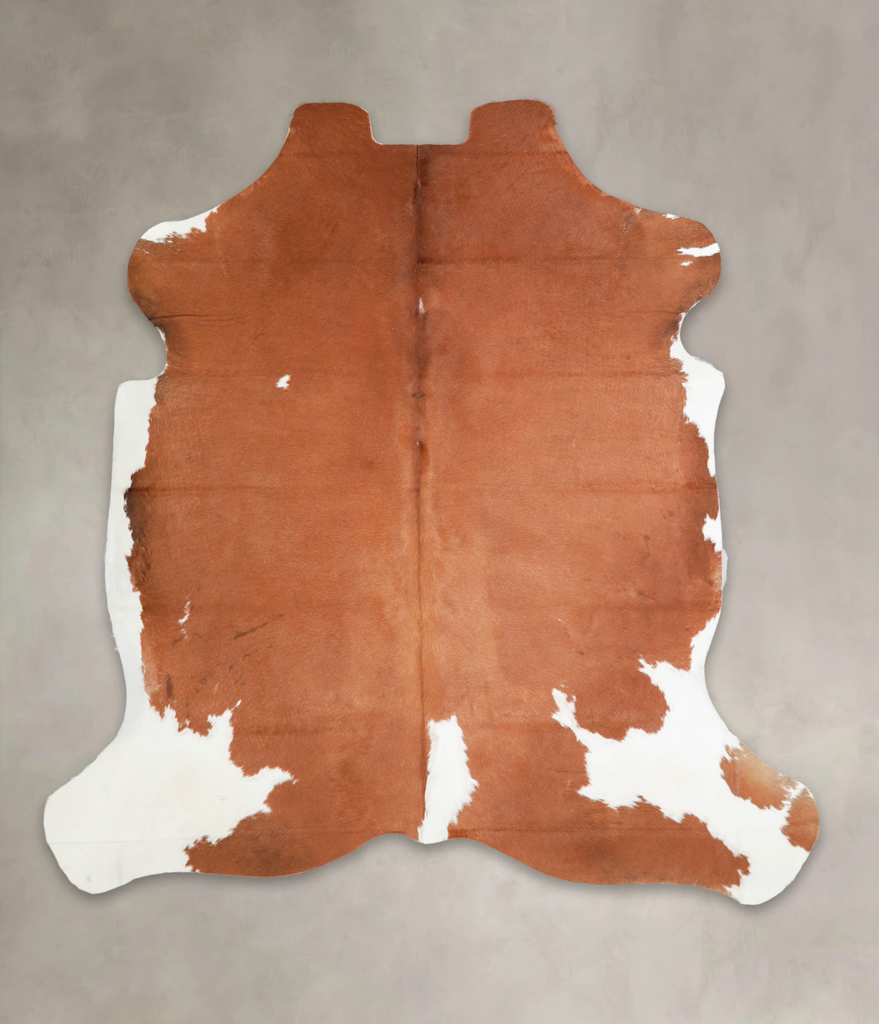 Brown and White Large European Cowhide Rug 6'2"H x 5'11"W #A27066 by Hudson Hides