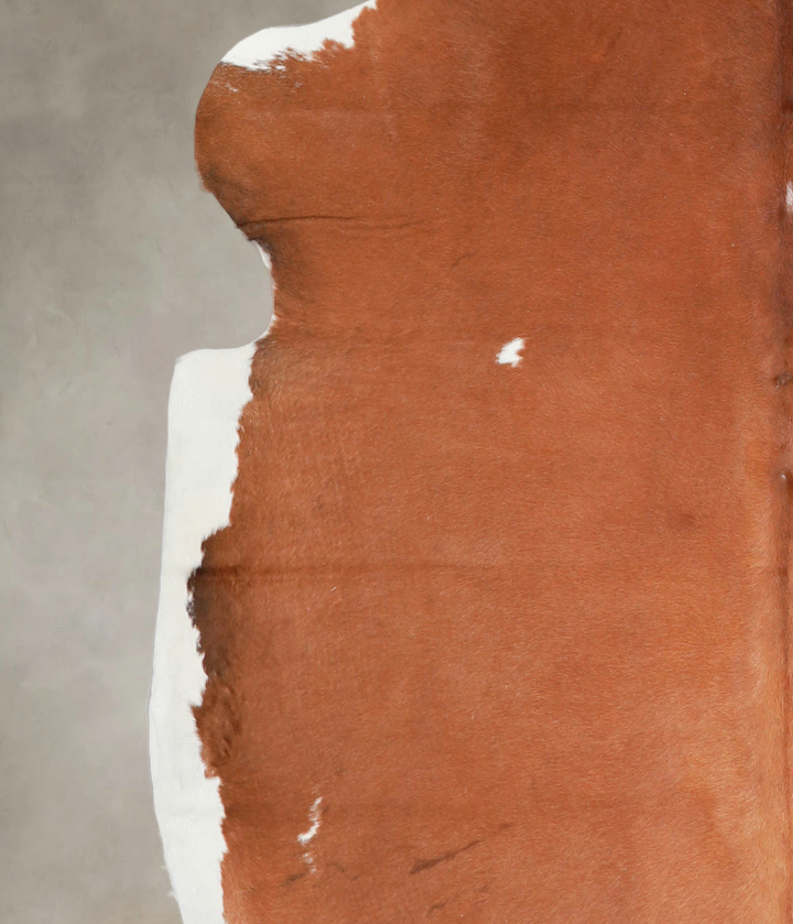 Brown and White Large European Cowhide Rug 6'2"H x 5'11"W #A27066 by Hudson Hides