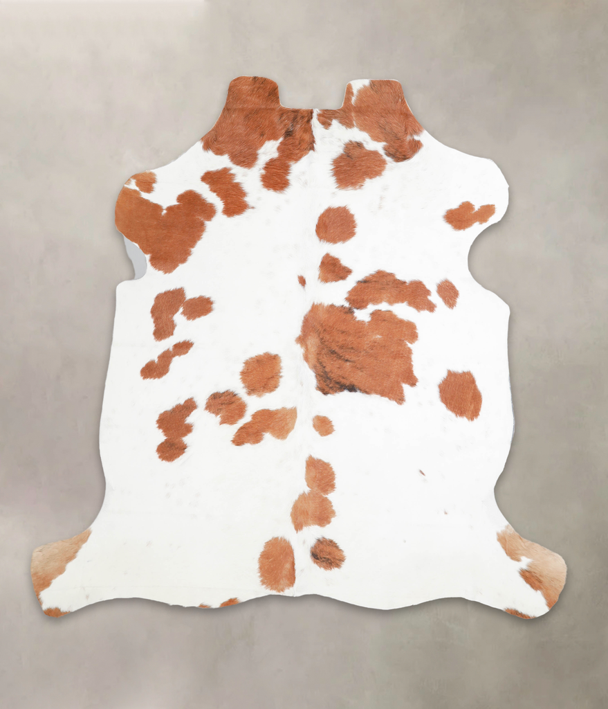 Brown and White Large European Cowhide Rug 6'3"H x 6'1"W #A27067 by Hudson Hides