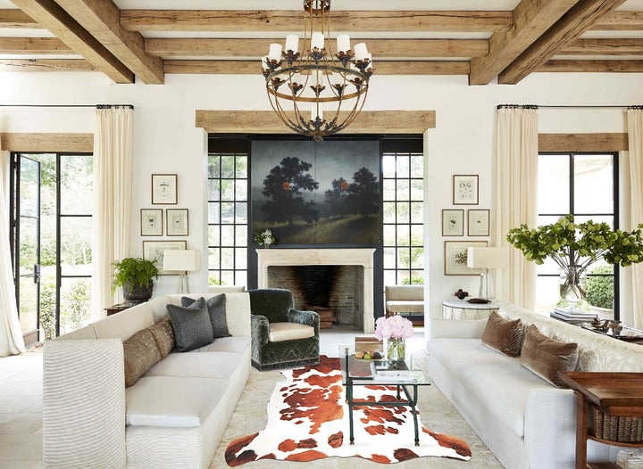 Brown and White X-Large European Cowhide Rug 6'5"H x 6'7"W #A27077 by Hudson Hides