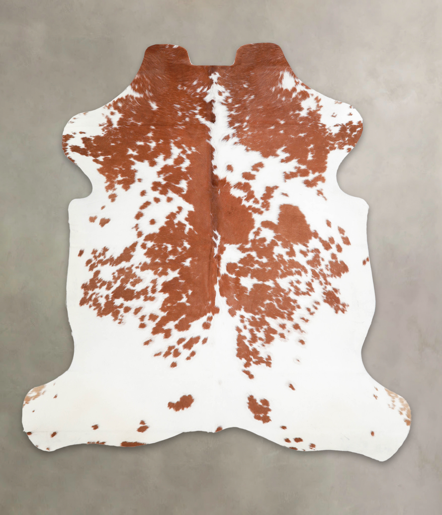 Brown and White Large European Cowhide Rug 6'3"H x 5'9"W #A27085 by Hudson Hides