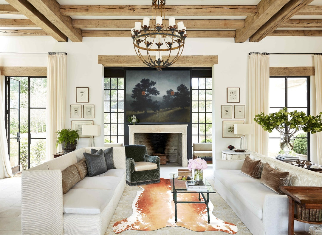 Brown and White X-Large European Cowhide Rug 7'2"H x 6'3"W #A27182 by 