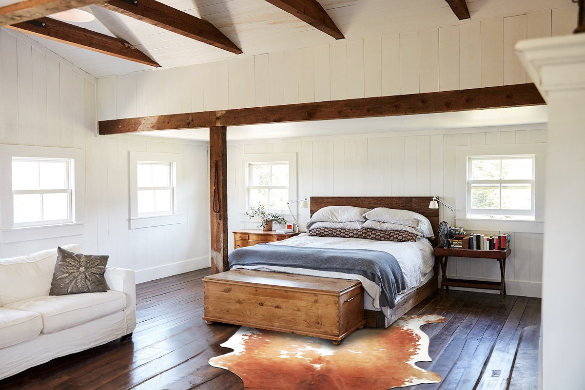 Brown and White X-Large European Cowhide Rug 7'2"H x 6'3"W #A27182 by Hudson Hides