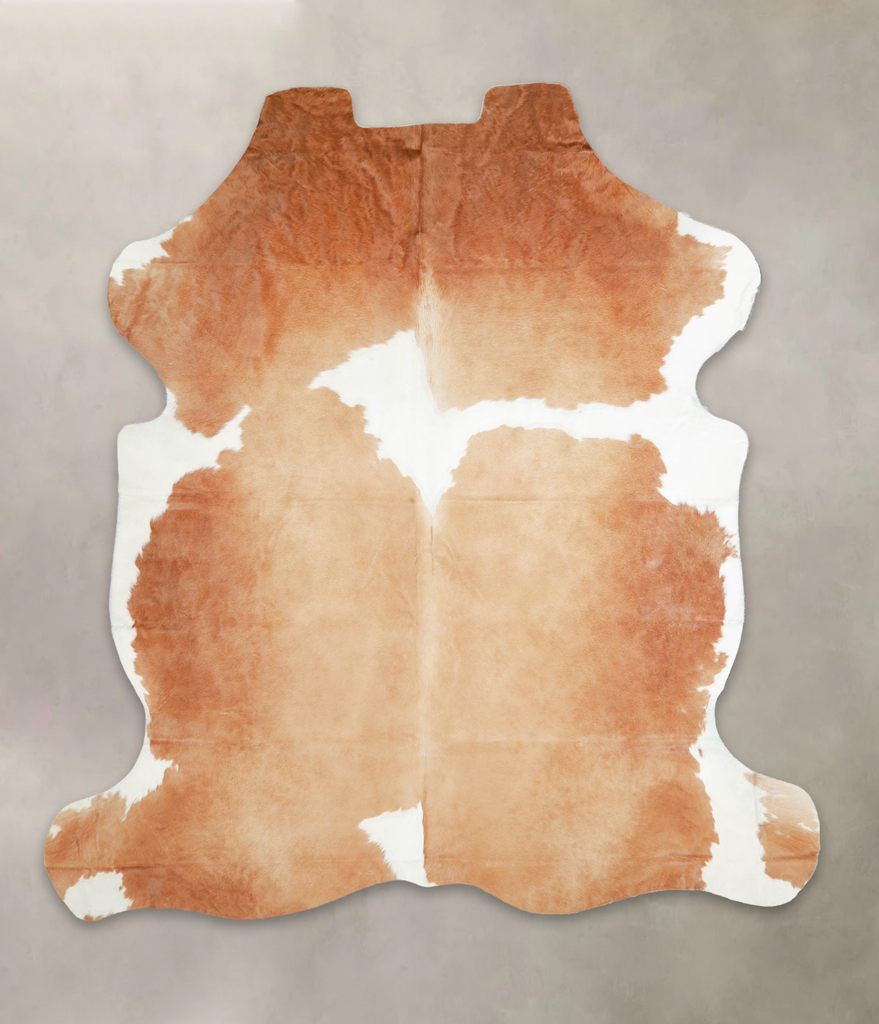 Brown and White XX-Large European Cowhide Rug 7'5"H x 6'10"W #A27184 by Hudson Hides