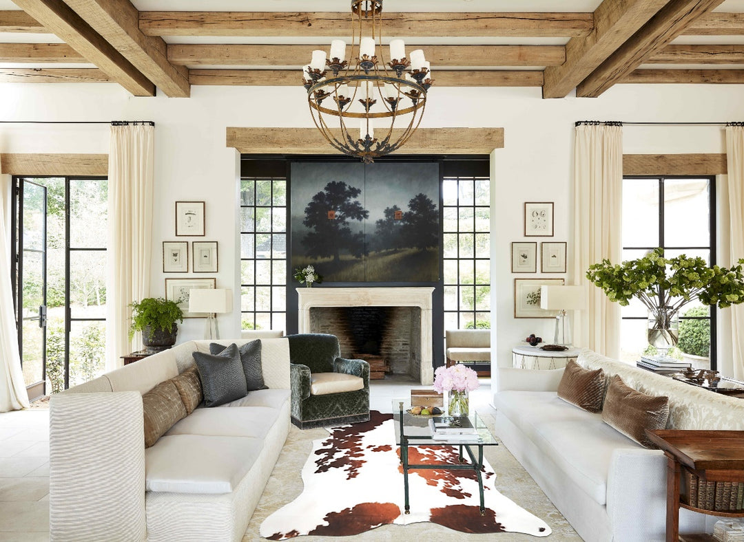 Brown and White X-Large European Cowhide Rug 7'8"H x 6'1"W #A27190 by 