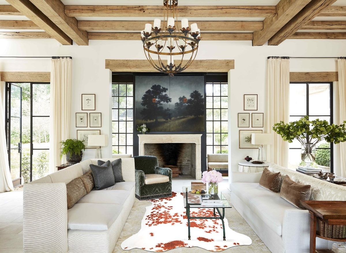 Brown and White X-Large European Cowhide Rug 7'4"H x 6'5"W #A27193 by Hudson Hides