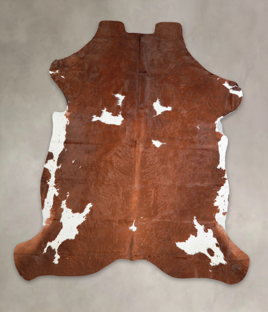 Brown and White X-Large European Cowhide Rug 7'2"H x 6'4"W #A27206 by Hudson Hides